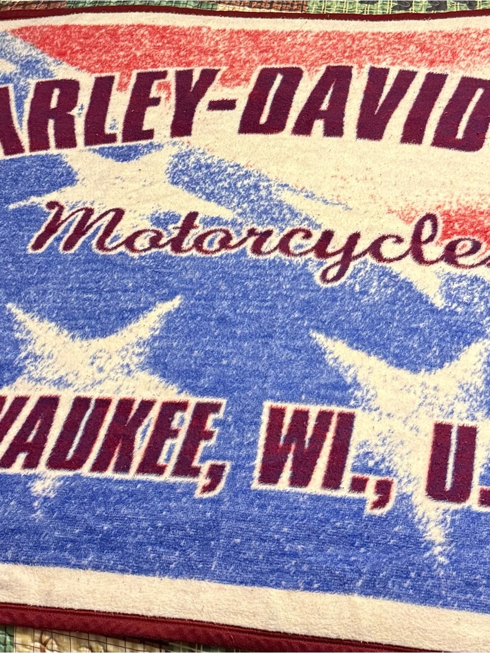 Harley-Davidson Blue, Red & White Motorcycle Logo Accent Mat